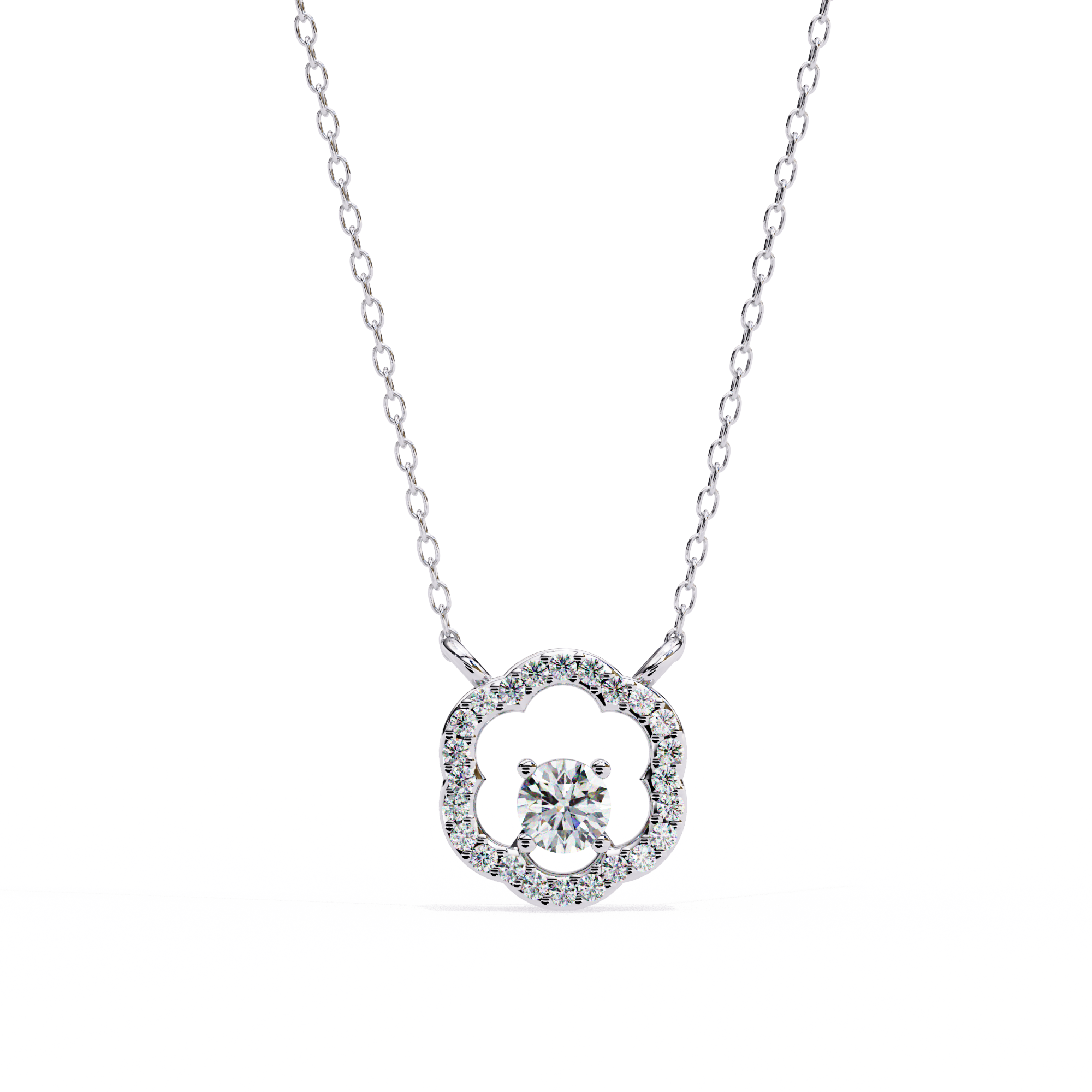 Solitairekart 0.31ct Natural Diamond Bloom Halo Pendant-HI Color, VS-SI Clarity